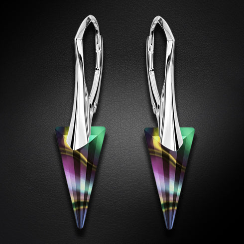 Серебряные серьги "Smaile II (Rainbow Dark)" с кристаллами Swarovski™
